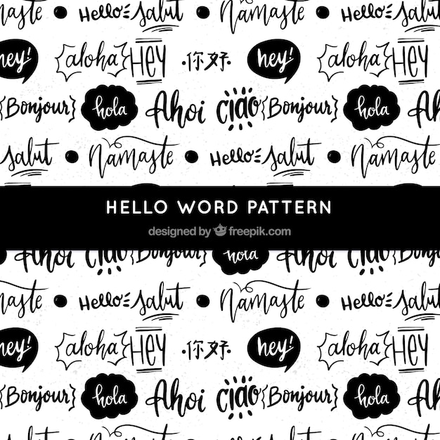 Free vector hand drawn pattern with hello word in different languages