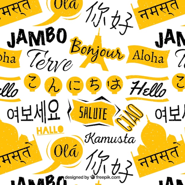 Бесплатное векторное изображение Рисованный рисунок с приветственным словом на разных языках
