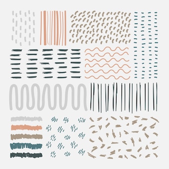 Hand drawn patterned design elements vector set