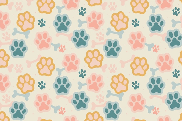 Hand drawn paw prints background