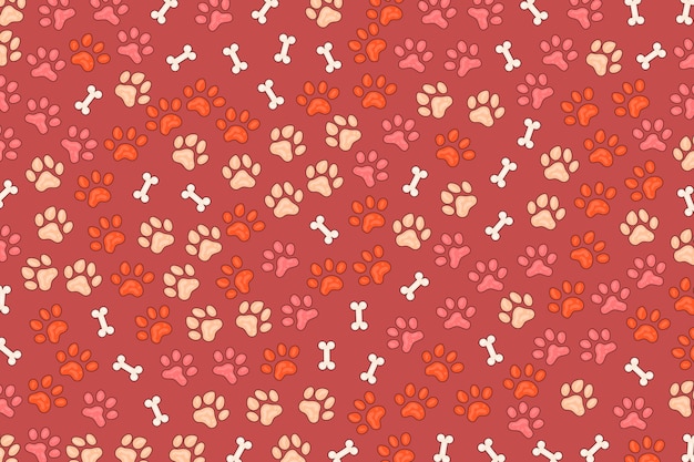 Hand drawn paw prints background