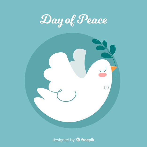 Hand drawn peace day background with dove