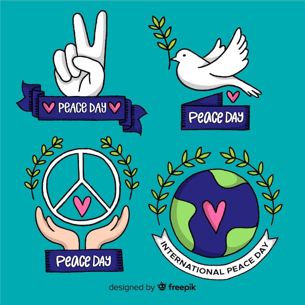 Hand drawn peace day collection