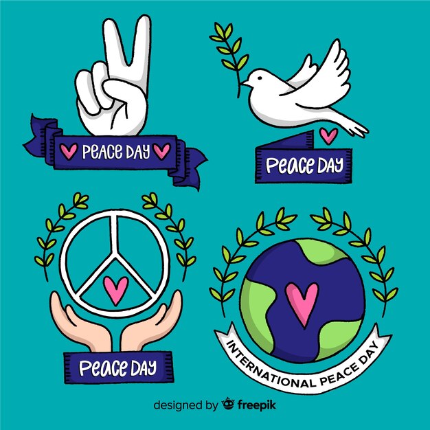 Hand drawn peace day collection