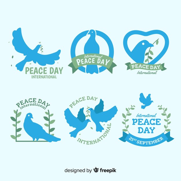 Hand drawn peace day label collection