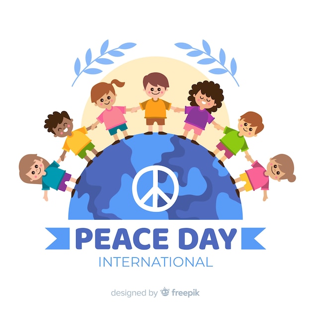 Hand drawn peace day with children