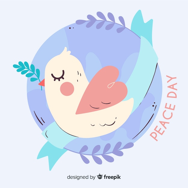 Hand-drawn peace day with dove 