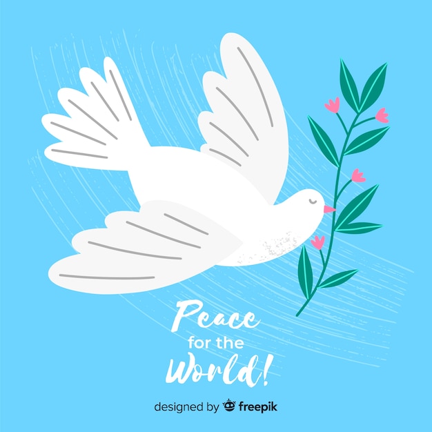 Free vector hand drawn peace day with a dove