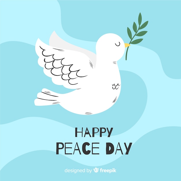 Hand drawn peace day with a dove