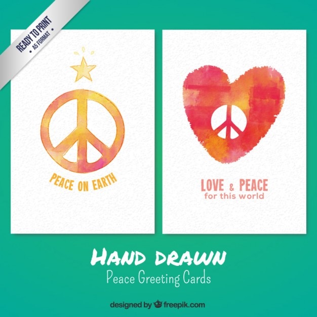 Free Vector hand drawn peace greeting cards