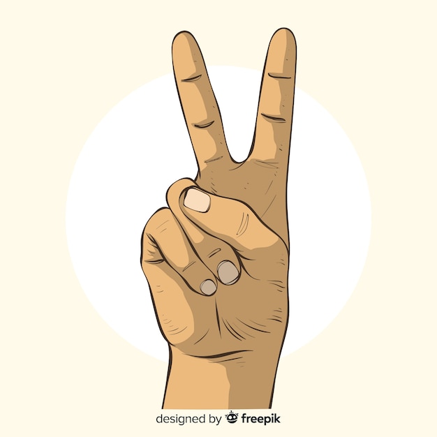 Hand drawn peace sign hand