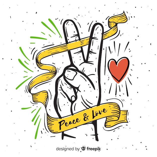 Free vector hand drawn peace sign hand