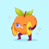 Free vector hand drawn peach  cartoon illustration