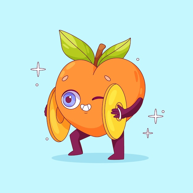 Hand drawn peach  cartoon illustration