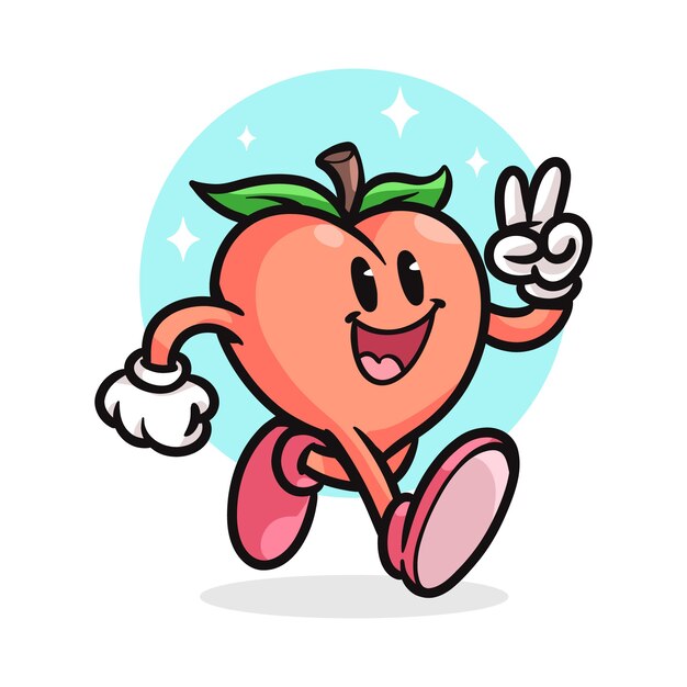 Hand drawn peach cartoon illustration