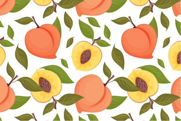 手描きの桃のパターンデザイン