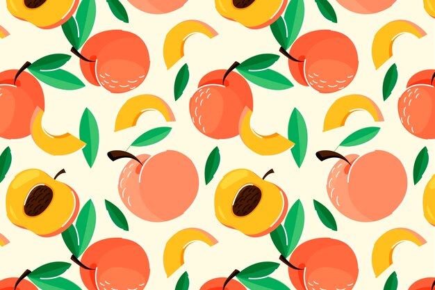 手描きの桃のパターンデザイン