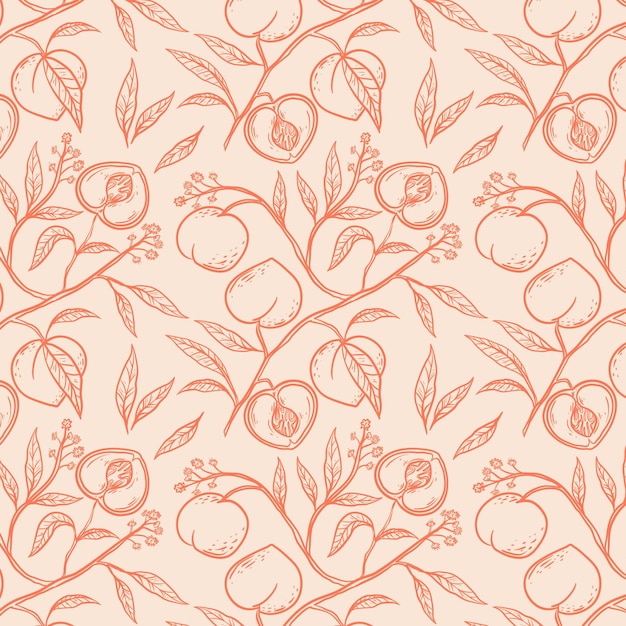 Free vector hand drawn peach pattern design