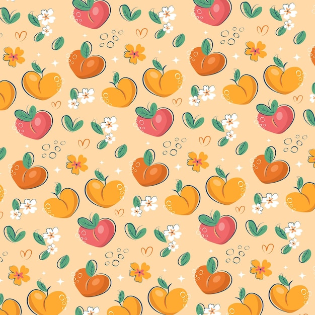 Hand drawn peach pattern design