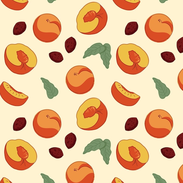 Hand drawn peach pattern design