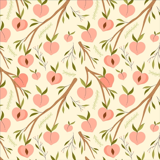 Free vector hand drawn peach pattern design