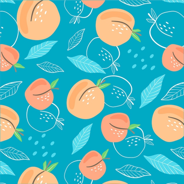 手描きの桃のパターン