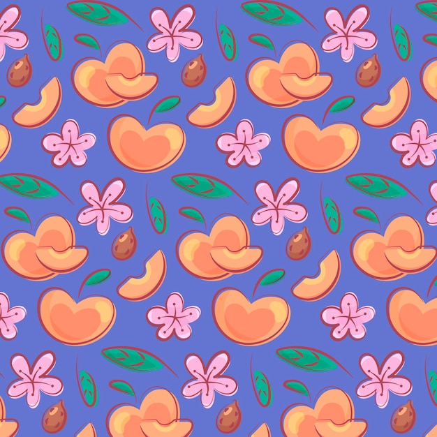 Hand drawn peach pattern