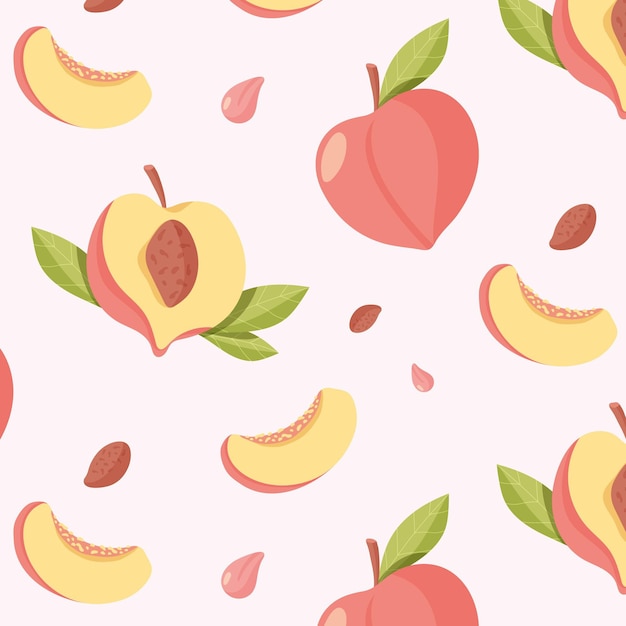 無料ベクター 手描きの桃のパターン
