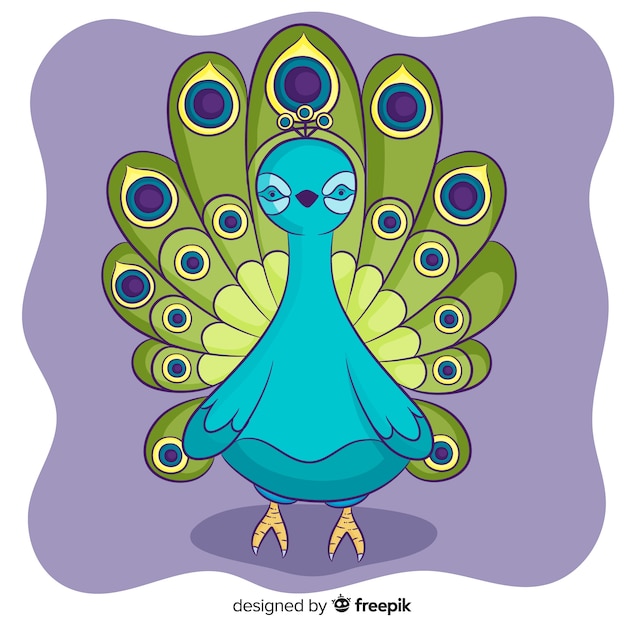 Free vector hand drawn peacock