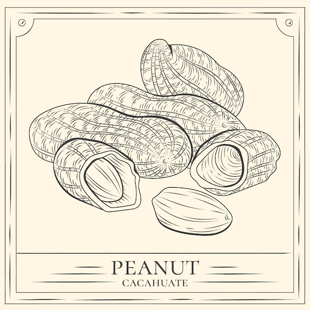 Hand drawn peanut  outline illustration