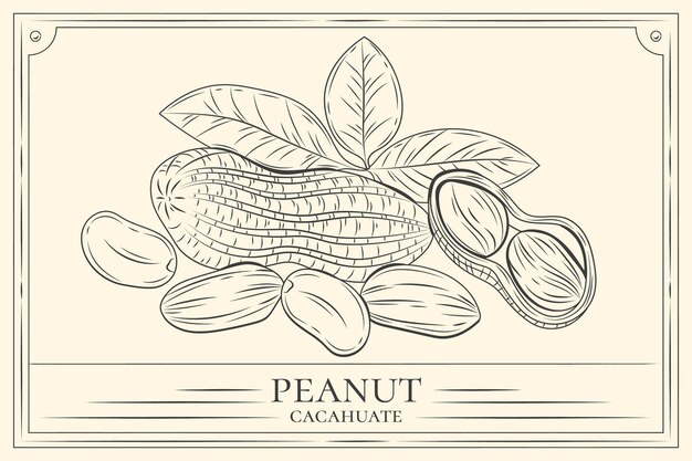 Hand drawn peanut  outline illustration