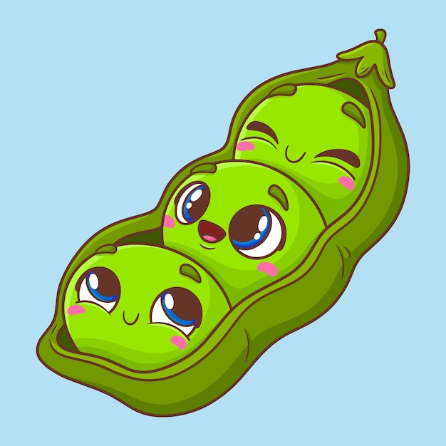 Free vector hand drawn peas cartoon illustration