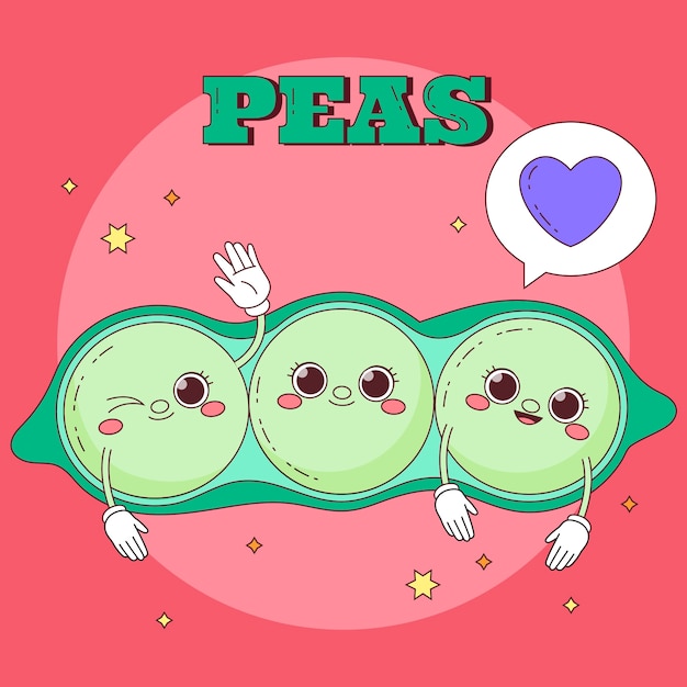 Free vector hand drawn peas cartoon illustration