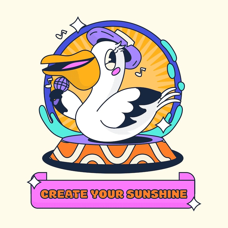 Free Vector hand drawn pelican cartoon illustration