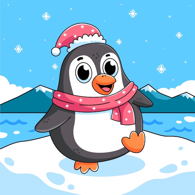 Free vector hand drawn penguin cartoon illustration