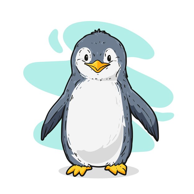 Hand drawn penguin cartoon illustration