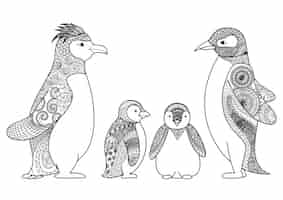 Free vector hand drawn penguin family