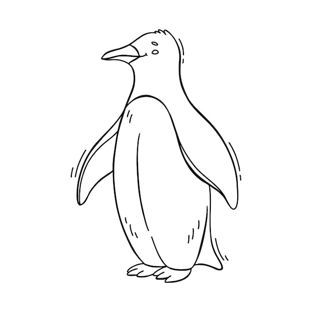 Нарисованная рукой иллюстрация контура пингвина