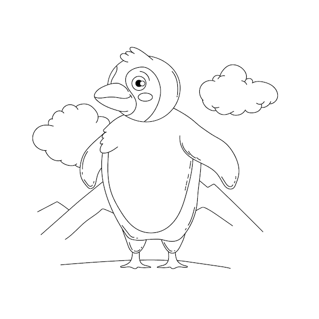 Hand drawn penguin outline illustration