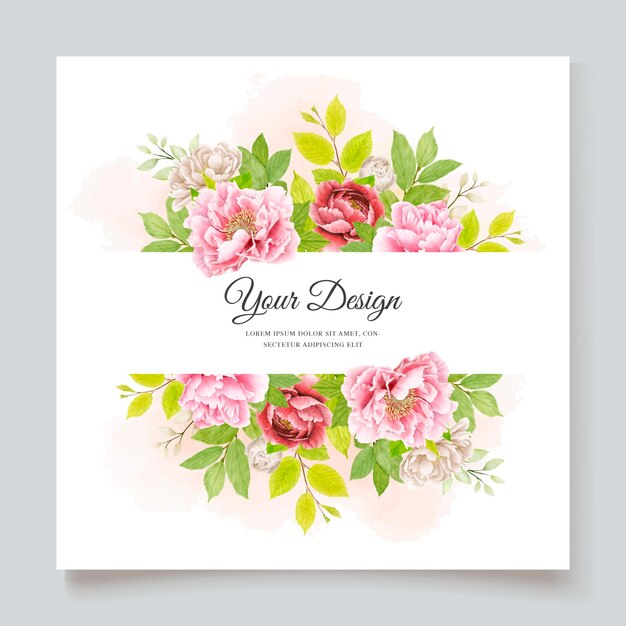 hand drawn peony border and frame background design