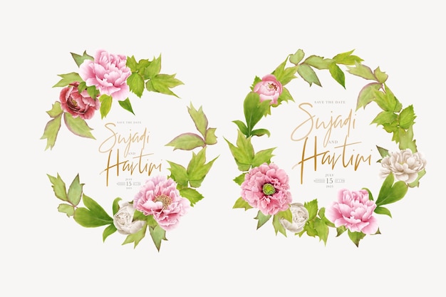 hand drawn peony wreath background