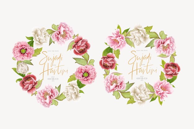 hand drawn peony wreath background