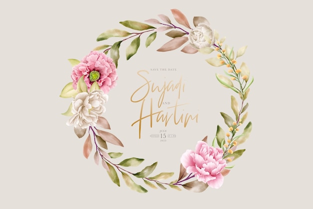 Free vector hand drawn peony wreath design