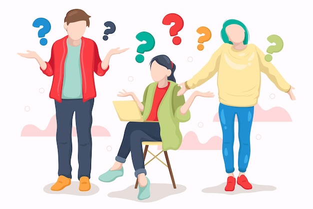 Free vector hand drawn people asking questions collection