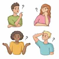 Free vector hand drawn people asking questions illustration