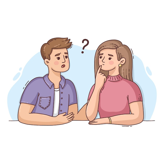 Free vector hand drawn people asking questions illustration