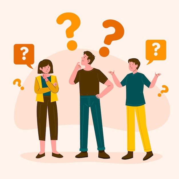 Free vector hand drawn people asking questions illustration