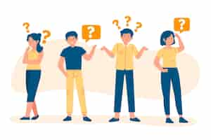 Free vector hand drawn people asking questions illustration