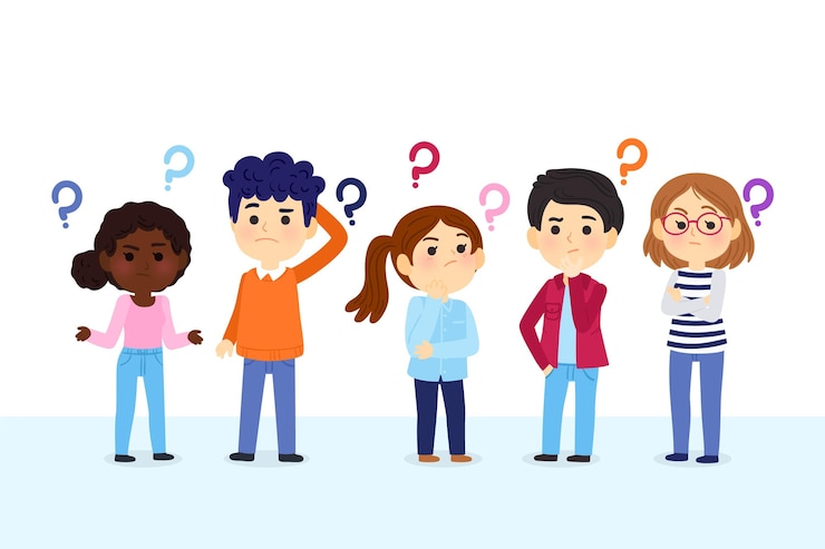 Free Vector hand drawn people asking questions illustration