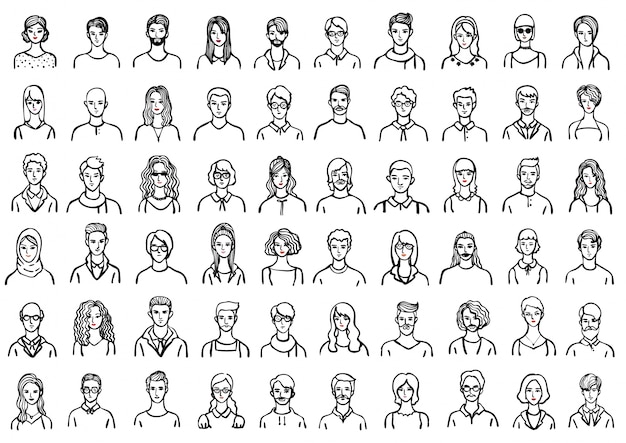 Free vector hand drawn people avatar collection